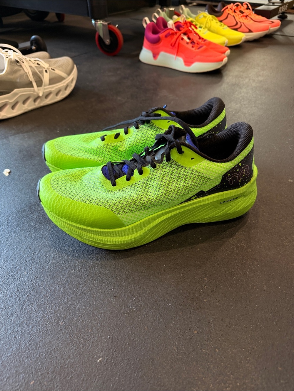 TYR Valkyrie speedworks sz 10.5 Neon Lime Green Mesh Running Shoes